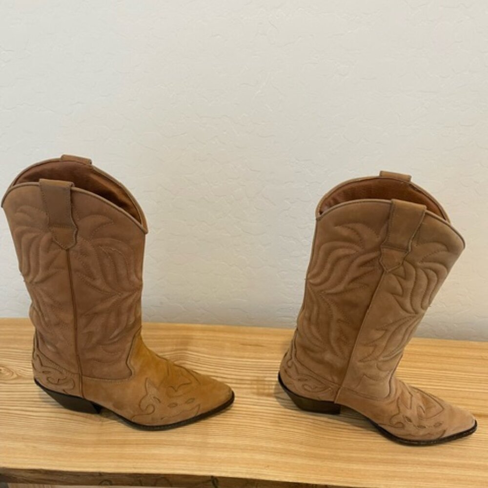 Sundance Flings Brown Leather Western Stitch Boots Sz 070 Women's